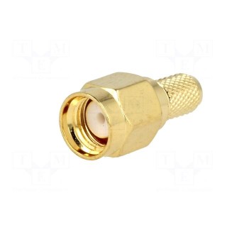 Plug | SMA | male | straight | RG58 | crimped | for cable | gold-plated
