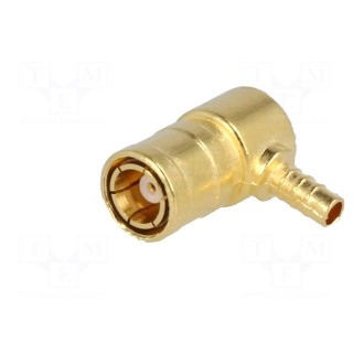 Plug | SMB | female | angled 90° | 50Ω | crimped | for cable | PTFE | 0.3dB