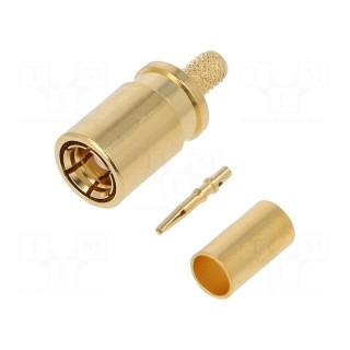 Plug | SMB | female | straight | 50Ω | crimped | for cable | PTFE