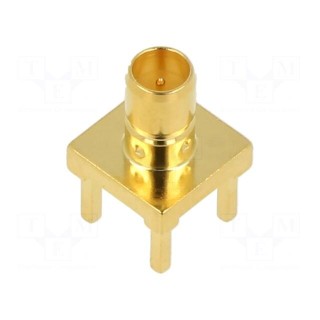Socket | Mini SMB | male | straight | 75Ω | THT | on PCBs | PTFE | Mat: brass