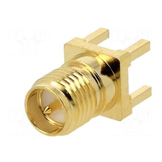 Socket | RP-SMA | male | straight | THT | on PCBs | PTFE | gold-plated