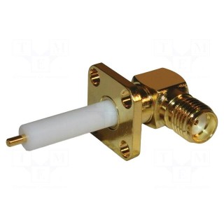 Socket | SMA | female | angled 90° | 50Ω | soldering | PTFE | gold-plated