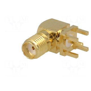 Socket | SMA | female | angled 90° | THT | on PCBs | PTFE | gold-plated