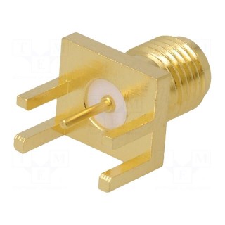 Plug | SMA | female | card edge | straight | 50Ω | SMT | for cable | PTFE