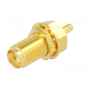 Socket | SMA | female | straight | 50Ω | crimped | for panel mounting