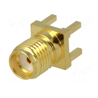 Socket | SMA | female | straight | 50Ω | THT | on PCBs | PTFE | gold-plated