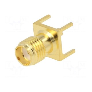 Socket | SMA | female | straight | 50Ω | THT | on PCBs | PTFE | gold-plated