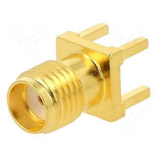 Plug | SMA | female | straight | 50Ω | SMT | for cable | PTFE | gold-plated