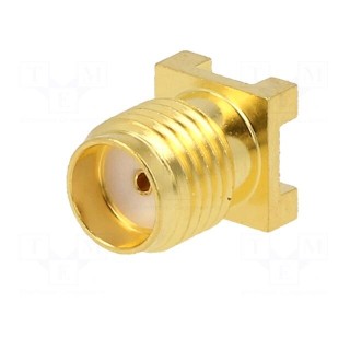 Socket | SMA | female | vertical | 50Ω | SMT | on PCBs | PTFE | gold-plated