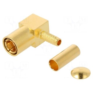 Socket | SMB | female | angled 90° | 50Ω | soldering,crimped | for cable