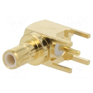 Socket | SMB | female | angled 90° | THT | on PCBs | PTFE | gold-plated