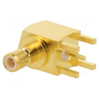 Socket | SMB | male | angled 90° | 50Ω | THT | for cable | PTFE | Mat: brass