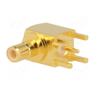 Socket | SMB | male | angled 90° | 50Ω | THT | PTFE | gold-plated