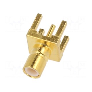 Socket | SMB | male | straight | 50Ω | THT | for cable | PTFE | gold-plated