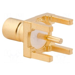 Socket | SMB | male | straight | 50Ω | THT | for cable | PTFE | gold-plated