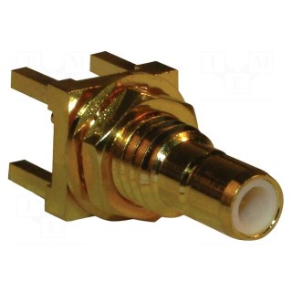 Socket | SMB | male | straight | 50Ω | THT | PTFE | gold-plated | Mat: brass