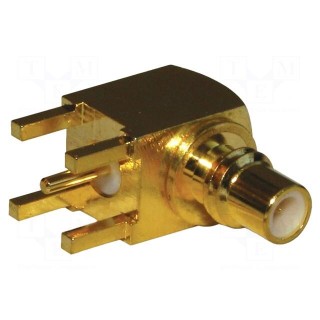 Socket | SMC | male | angled 90° | 50Ω | THT | for cable | PTFE | Mat: brass