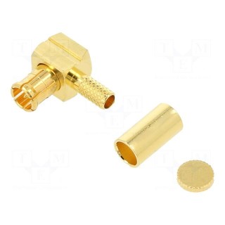 Plug | MCX | male | angled 90° | 75Ω | soldering,crimped | for cable