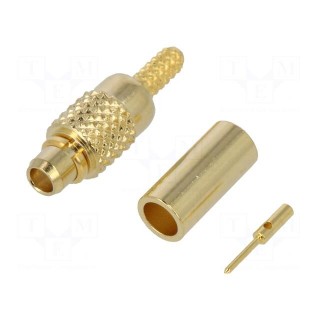 Plug | MMCX | male | 50Ω | soldering,crimped | for cable | PTFE