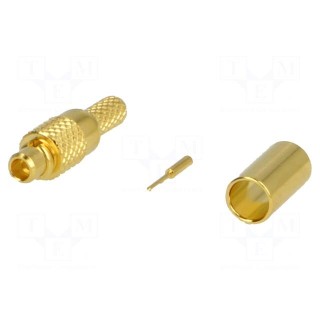 Plug | MMCX | male | straight | 50Ω | crimped | for cable | teflon