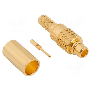 Plug | MMCX | male | straight | 50Ω | soldering,crimped | for cable | PTFE