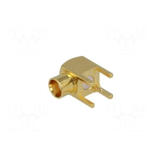 Socket | MCX | female | angled 90° | 50Ω | THT | PTFE | gold-plated