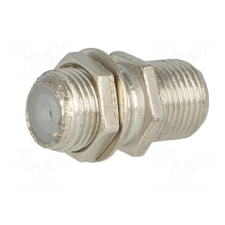 Coupler | F socket,both sides | with mounting nut,with washer
