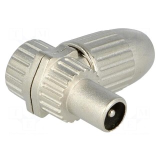 Plug | coaxial 9.5mm (IEC 169-2) | male | shielded | angled 90° | 75Ω