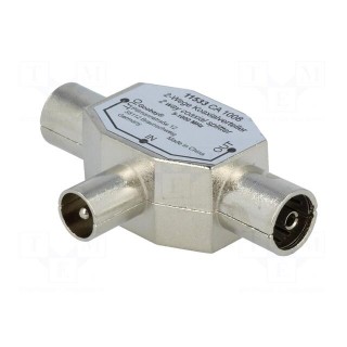 Splitter | coaxial 9.5mm socket x2,coaxial 9.5mm plug