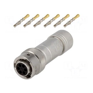Connector: circular | plug | for cable | PIN: 6 | female | crimped | RT360