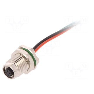 Connector: M5 | socket | female | cables | PIN: 3 | IP67 | 60V | 100mm | 1A