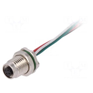 Connector: M5 | socket | female | cables | PIN: 4 | IP67 | 60V | 100mm | 1A