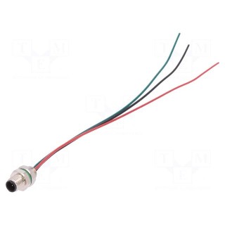Connector: M5 | socket | male | cables | PIN: 3 | IP67 | 60V | 100mm | 1A