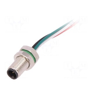 Connector: M5 | socket | male | cables | PIN: 4 | IP67 | 60V | 100mm | 1A