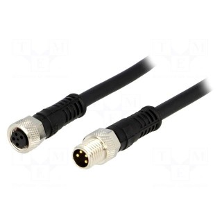 Cable: for sensors/automation | M8-M8 | male | female | PIN: 4 | plug
