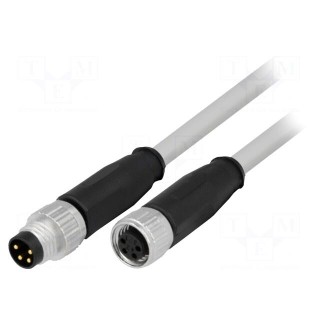 Cable: for sensors/automation | M8-M8 | male | female | PIN: 4 | plug