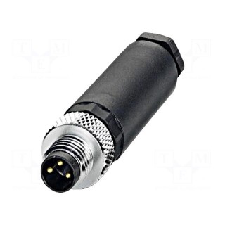Connector: M8 | male | PIN: 3 | straight | for cable | plug | 4A | 60V