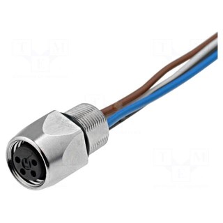 Connector: M8 | 0.5m | female | PIN: 4 | for panel mounting,screw | E | 4A
