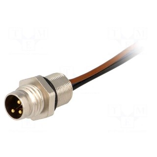 Connector: M8 | 0.5m | male | PIN: 3 | for panel mounting,screw | socket