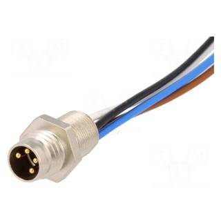 Connector: M8 | 0.5m | male | PIN: 4 | with leads | socket | E | 4A | IP67 | 60V