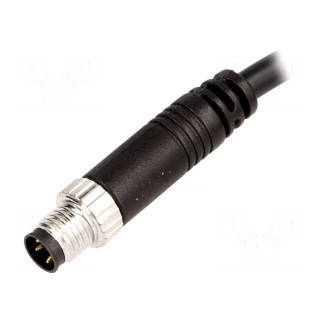 Connector: M8 | 1m | male | PIN: 3 | straight | plug | 3A | IP67 | 60V