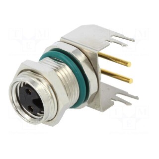 Connector: M8 | female | PIN: 2 | angled 90° | on PCBs | socket | 4A | IP68