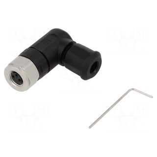 Connector: M8 | female | PIN: 3 | angled 90° | for cable | plug | 4A | IP67