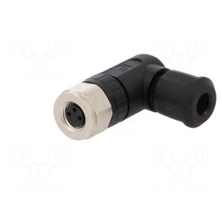 Connector: M8 | female | PIN: 3 | angled 90° | for cable | plug | 4A | IP67
