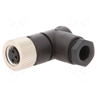 Connector: M8 | female | PIN: 3 | angled 90° | for cable | plug | 4A | IP67