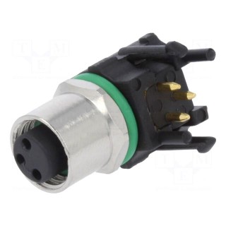 Connector: M8 | female | PIN: 3 | angled 90° | for panel mounting | 3A
