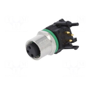Connector: M8 | female | PIN: 3 | angled 90° | for panel mounting | 3A