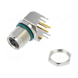 Connector: M8 | female | PIN: 3 | angled 90° | on PCBs | socket | 4A | IP68