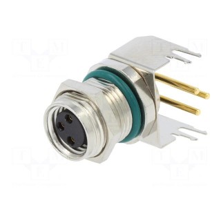 Connector: M8 | female | PIN: 3 | angled 90° | on PCBs | socket | 4A | IP68