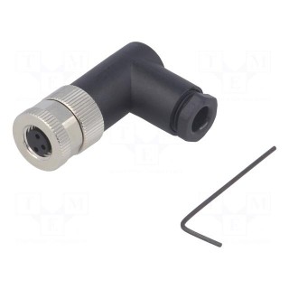 Connector: M8 | female | PIN: 3 | angled 90° | unshielded | for cable
